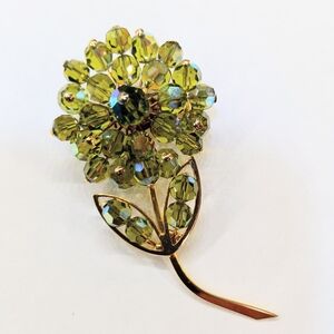 Vintage Crystal Flower Brooch